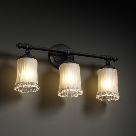 Justice Design Group GLA-8523-16-CLRT-CROM Veneto Luce Collection Tradition 3-Light Bath Bar